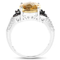 4.65 Carat Genuine Citrine, Champagne Diamond & White Diamond .925 Sterling Silver Ring by Bids.com