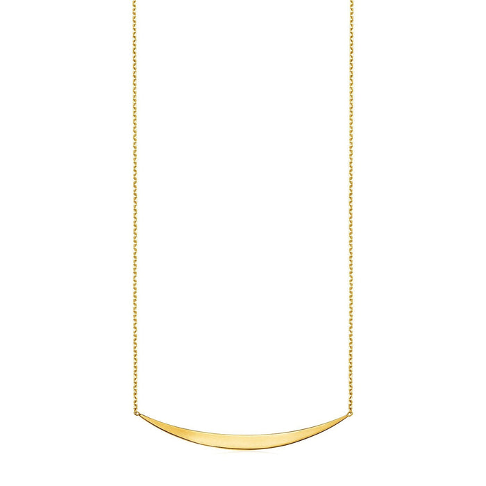 14k Yellow Gold Necklace with Polished Curved Bar Pendant by Bids.com