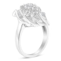 .925 Sterling Silver Â¾ Cttw Round and Baguette Cut Diamond Stair-Stepped Cluster Waterfall Cocktail Ring (I-J Color, I2-I3 Clarity) - Size 6 by Bids.com