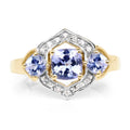 14K Yellow Gold Plated 1.58 Carat Genuine Tanzanite and White Topaz .925 Sterling Silver Ring by Bids.com