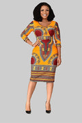 African Print Dashiki Midi Dress by Duma Mbili LLC