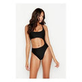Ris-K Black Stretch Asymmetrical Midriff Cutout Swimming Suit, Size XS by Vanessa Jane