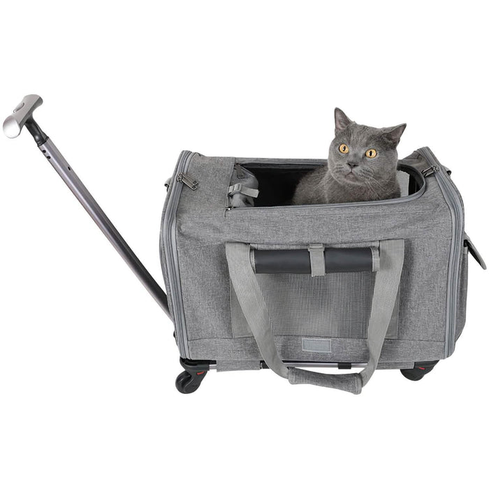 Airline Approved Rolling Pet Carrier with Telescopic Handle Shoulder Strap by DailySale