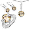 11.40 Carat Genuine Citrine .925 Sterling Silver Ring, Pendant and Earrings Set by Bids.com