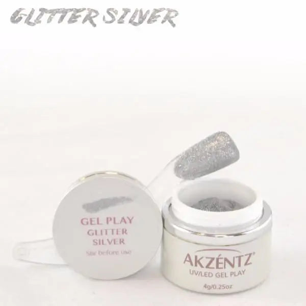 Akzentz Gel Play - Glitter Silver by The Nail Hub