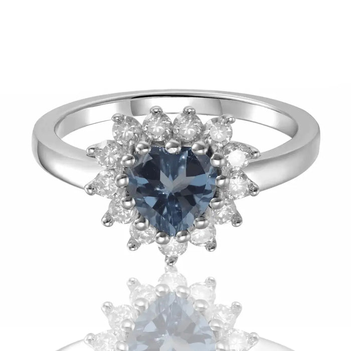 Alexandrite Halo Heart Ring by Fine Color Jewels