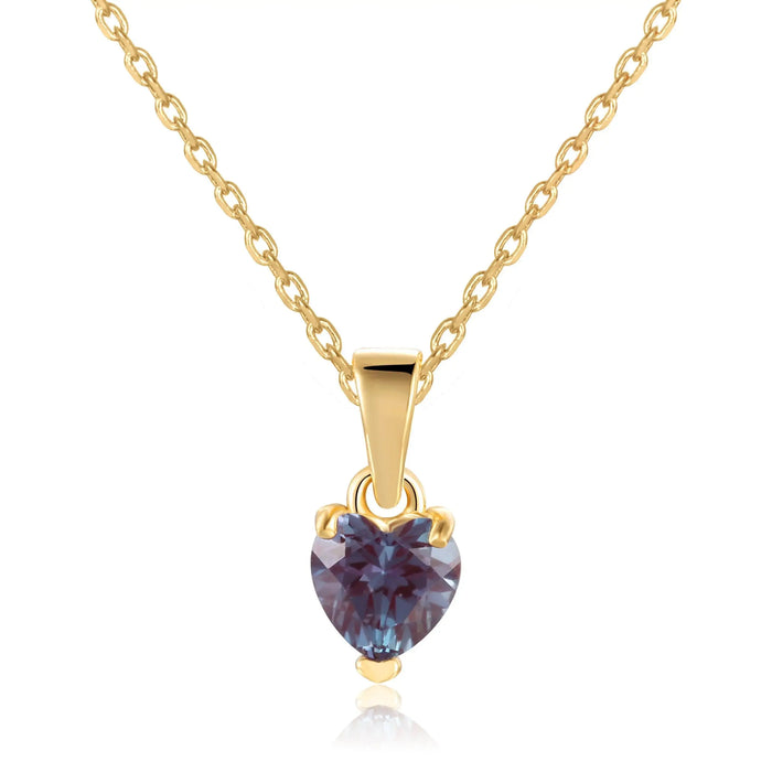 Alexandrite Yellow Gold Heart Necklace by Fine Color Jewels
