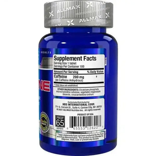 Allmax Caffeine 200mg, 100 Capsules by PoorBoySupplements.com
