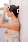 Almond Beige Large Flat Square Hair Clip by TELETIES