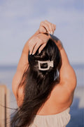 Almond Beige Medium Flat Square Hair Clip by TELETIES