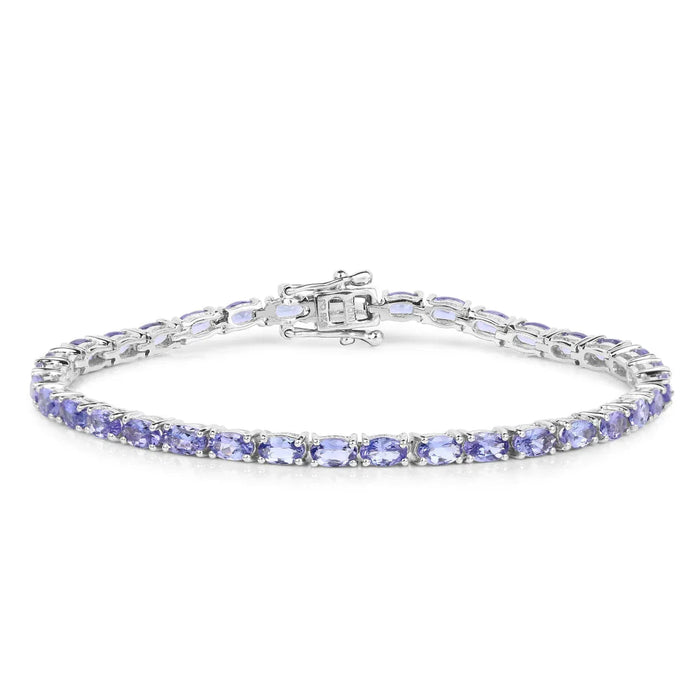 Natural Purple Tanzanite Silver Tennis Bracelet by Fine Color Jewels