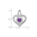 Amethyst and Diamond Heart In Heart Pendant by Fine Color Jewels