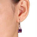 Amethyst and Tanzanite Duo Stone Dangling Leverback Earrings by DailySale