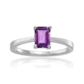Amethyst Emerald Cut Solitaire Ring by Fine Color Jewels