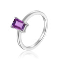 Amethyst Emerald Cut Solitaire Ring by Fine Color Jewels