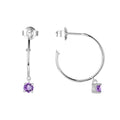 Amethyst Open Hoop Earrings by Fine Color Jewels