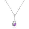 Amethyst Round Pendant Necklace by Fine Color Jewels