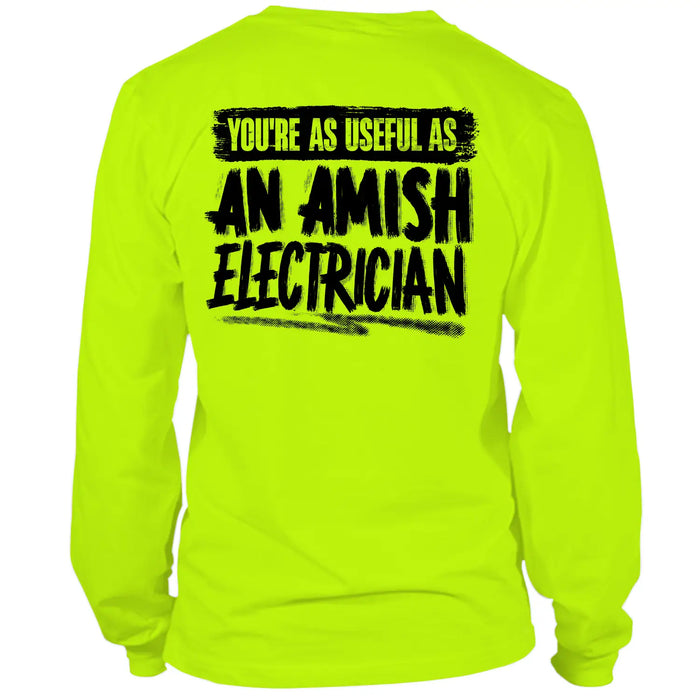 Amish Electrician - Long Sleeve Safety Yellow Hi-Vis T-Shirt by Armed American Supply
