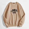 Angel and Letter Graphic Oversized Thermal Sweatshirt by DailySale