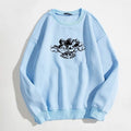 Angel and Letter Graphic Oversized Thermal Sweatshirt by DailySale
