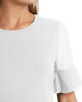 Vince Camuto Flutter Sleeve Mixed Media Top, Size Small by Vanessa Jane