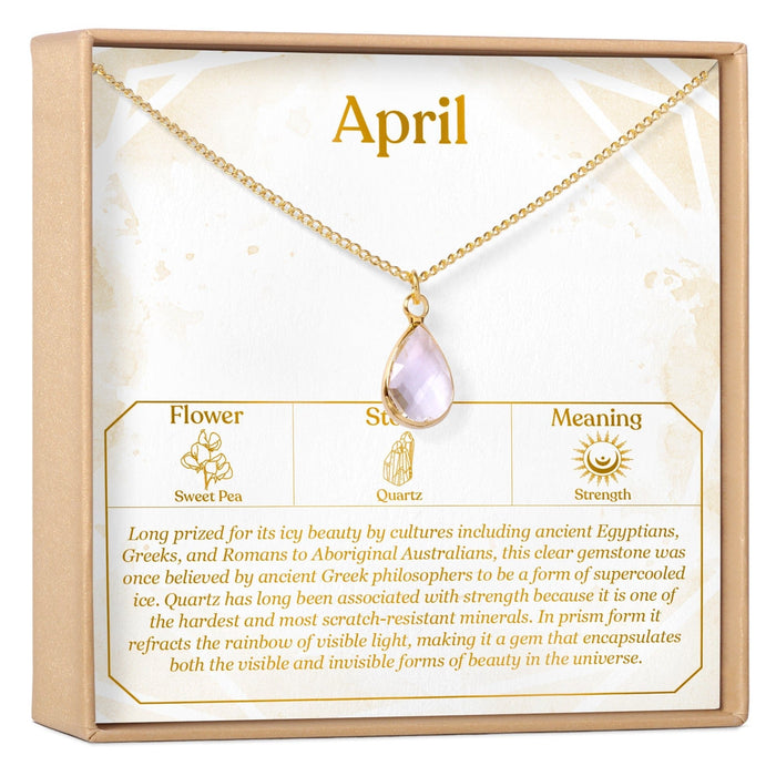 April Birthday Quartz Birthstone Necklace by Dear Ava