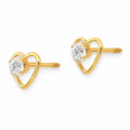 14k Yellow Gold Birthstone Heart Stud Earrings by Fine Color Jewels