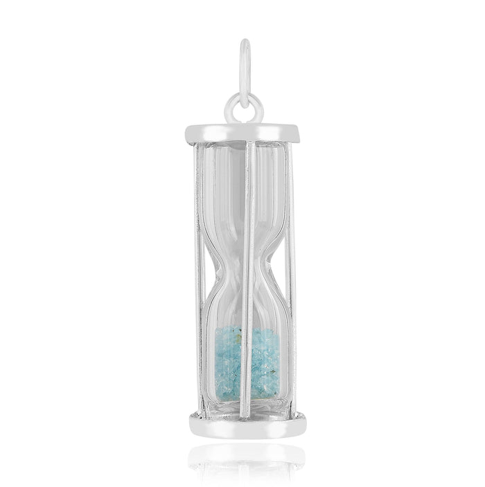 Natural Aquamarine Hourglass Pendant Necklace by Fine Color Jewels
