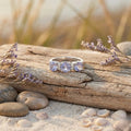 Aquamarine Three Stone Ring by Fine Color Jewels