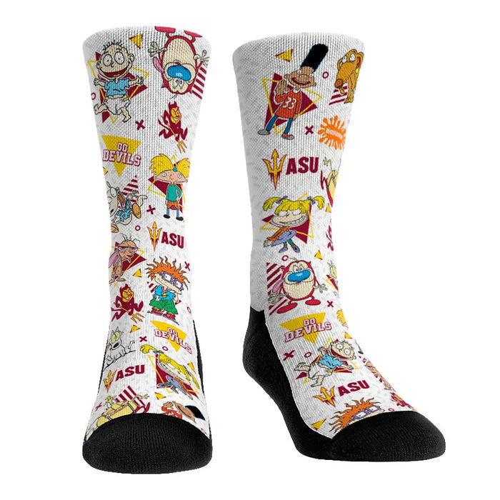 Arizona State Sun Devils - 90's Nickelodeon Characters All-Over by Rock 'Em Socks
