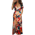 Aro Lora Women's Sexy V Neck Floral Printed Side Slit Two-Piece Maxi Dress by DailySale