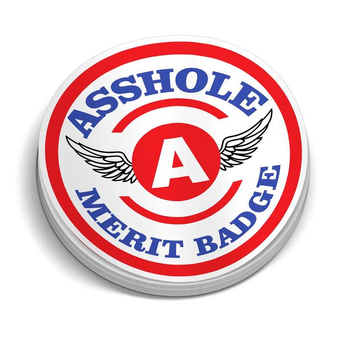 Asshole Merit Badge Hard Hat Decal by Armed American Supply
