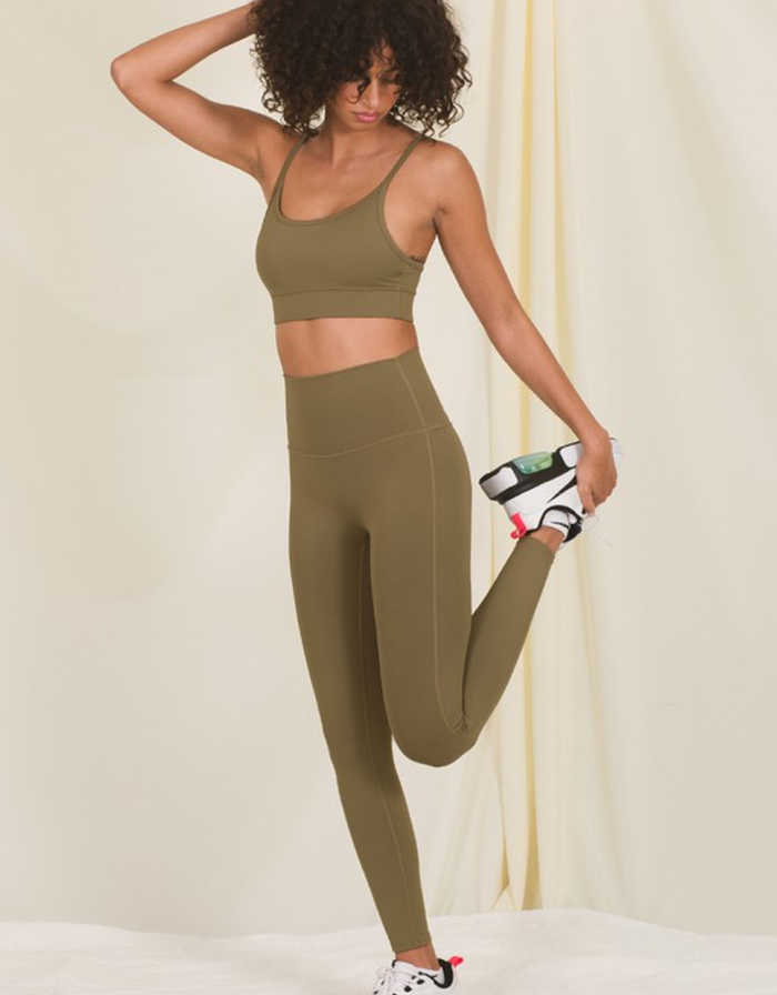 High Waisted Full Lenght Leggings - Dark Olive by Boutique 23