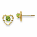 14k Yellow Gold Birthstone Heart Stud Earrings by Fine Color Jewels
