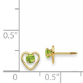 14k Yellow Gold Birthstone Heart Stud Earrings by Fine Color Jewels