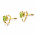 14k Yellow Gold Birthstone Heart Stud Earrings by Fine Color Jewels