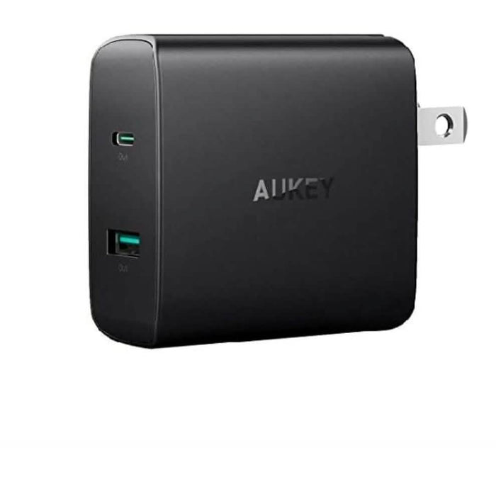 Aukey USB Wall Charger, Dual Port, USB-C 46W Power Delivery (Refurbished) by DailySale