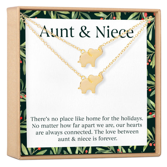Aunt-Niece Christmas Elephant Necklace Set by Dear Ava