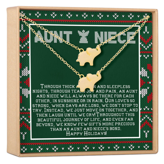 Aunt-Niece Christmas Elephant Necklace Set by Dear Ava