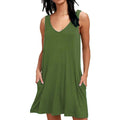 Women Summer Casual T Shirt Dresses Beach Cover up Plain Pleated Tank Dress by DailySale