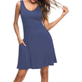 Women Summer Casual T Shirt Dresses Beach Cover up Plain Pleated Tank Dress by DailySale