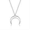 Authentic 925 Sterling Silver Simple Moon Shape Necklace