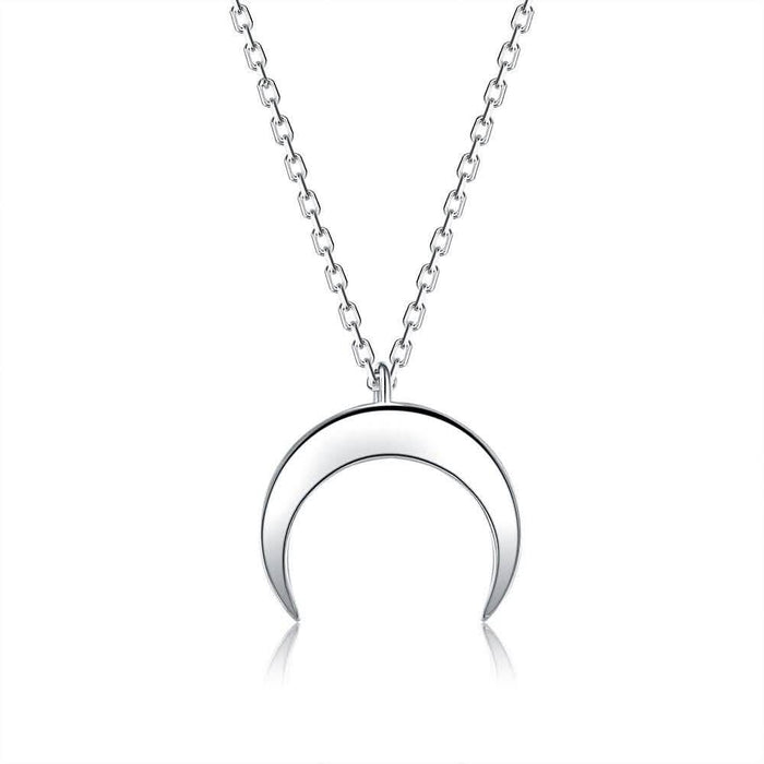 Authentic 925 Sterling Silver Simple Moon Shape Necklace by DailySale