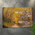 Autumn Road Family Name Sign by Tailored Canvases