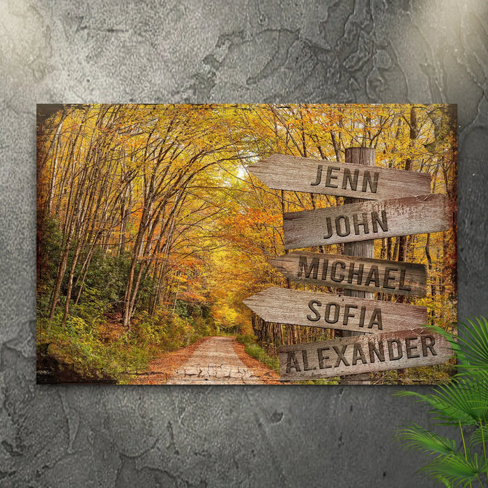 Autumn Road Family Name Sign by Tailored Canvases