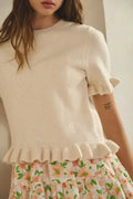 Ave Ruffle Wave Hem Knit Sweater by Boutique 23