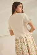 Ave Ruffle Wave Hem Knit Sweater by Boutique 23