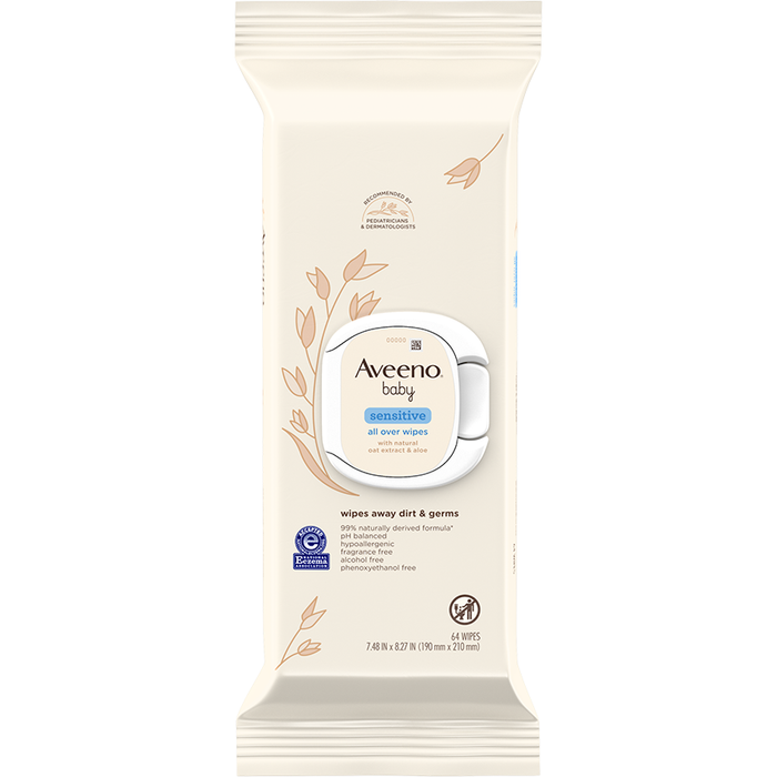 Aveeno Baby Sensitive All Over Wipes, Alcohol Fragrance-Free - 64.0 ea by Pasteur Pharmacy