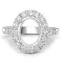 0.60 Carat Genuine White Diamond 14K White Gold Semi Mount Ring - holds 10x8mm Oval Gemstone by Bids.com