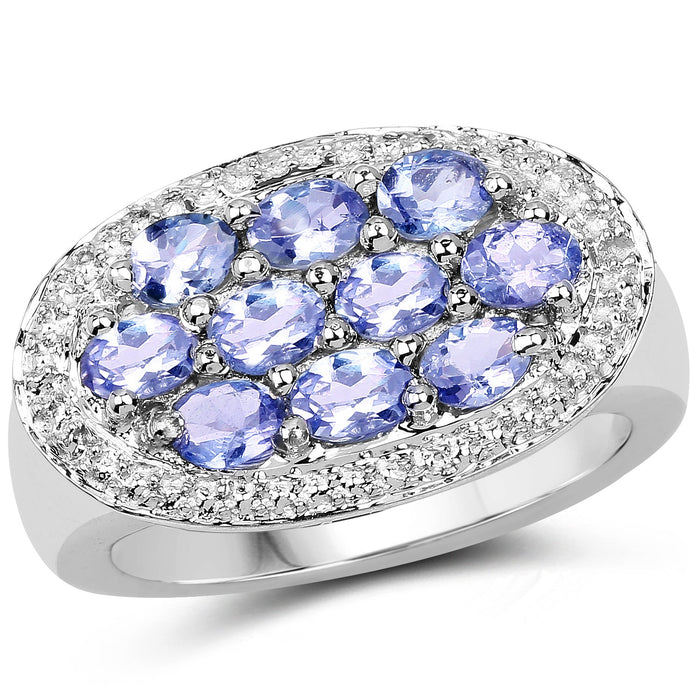 1.70 Carat Genuine Tanzanite .925 Sterling Silver Ring by Bids.com